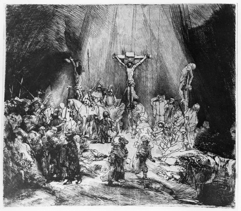 The Three Crosses by Rembrandt van Rijn: Fine art print